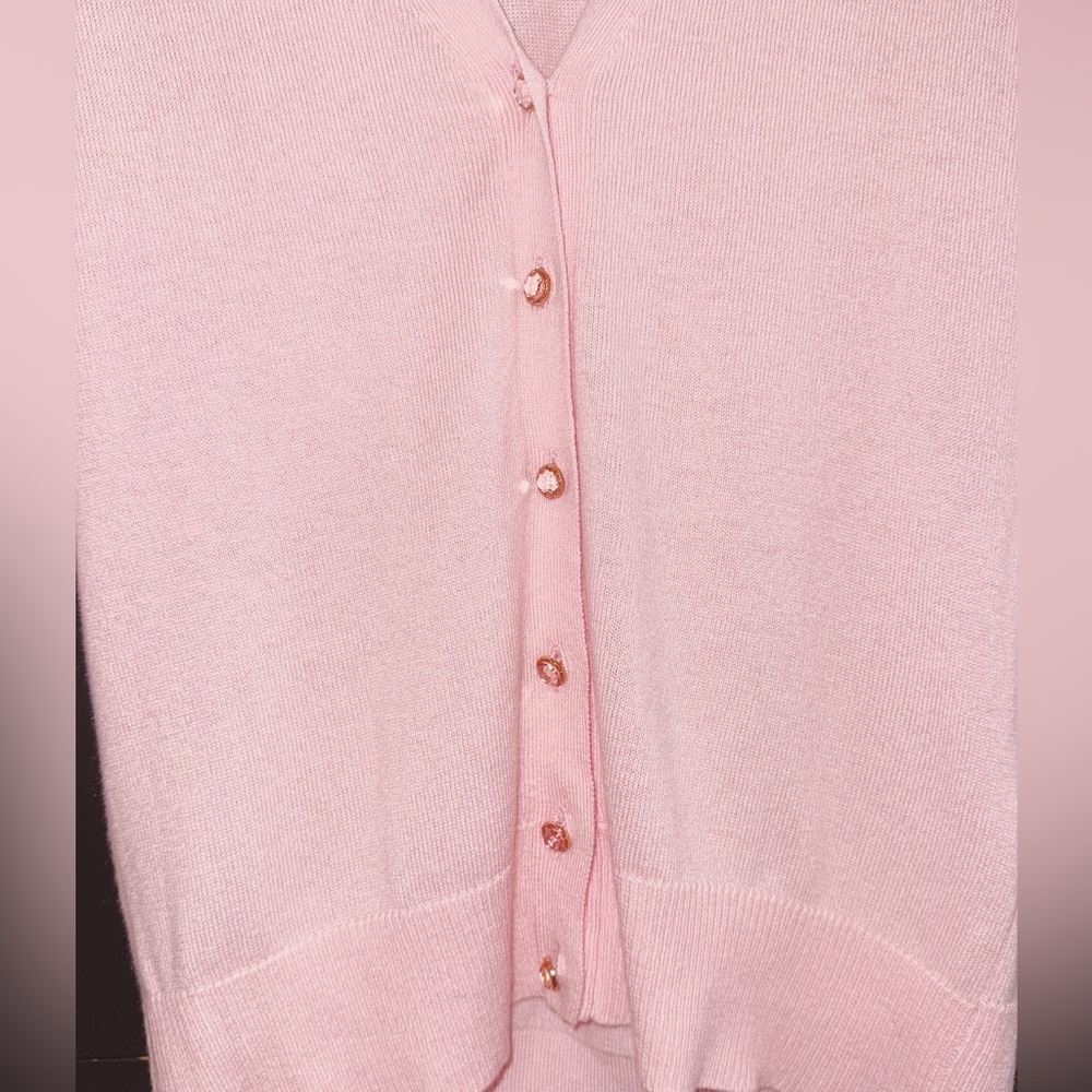 New York & Company Light Pink Cardigan with diamond buttons - Picture 3 of 7